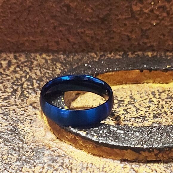 Women's Matte Blue Promise Ring Band - Matte Blue Promise Ring For Girls - Picture 6 of 7